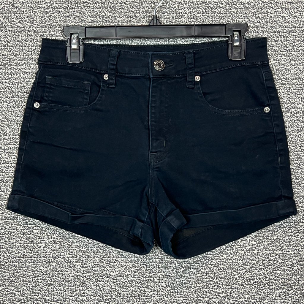 Aeropostale Chino Shorts Women's Size 10 Black Mid Rise Cuffed 3 In Inseam